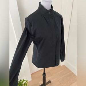 iBLUES Jacket Snap Front Mandarin Collar Made Italy Minimalist Contemporary Chic